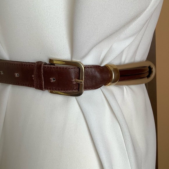 VINTAGE Brown Leather Knotted Statement Belt O/S - Picture 5 of 16
